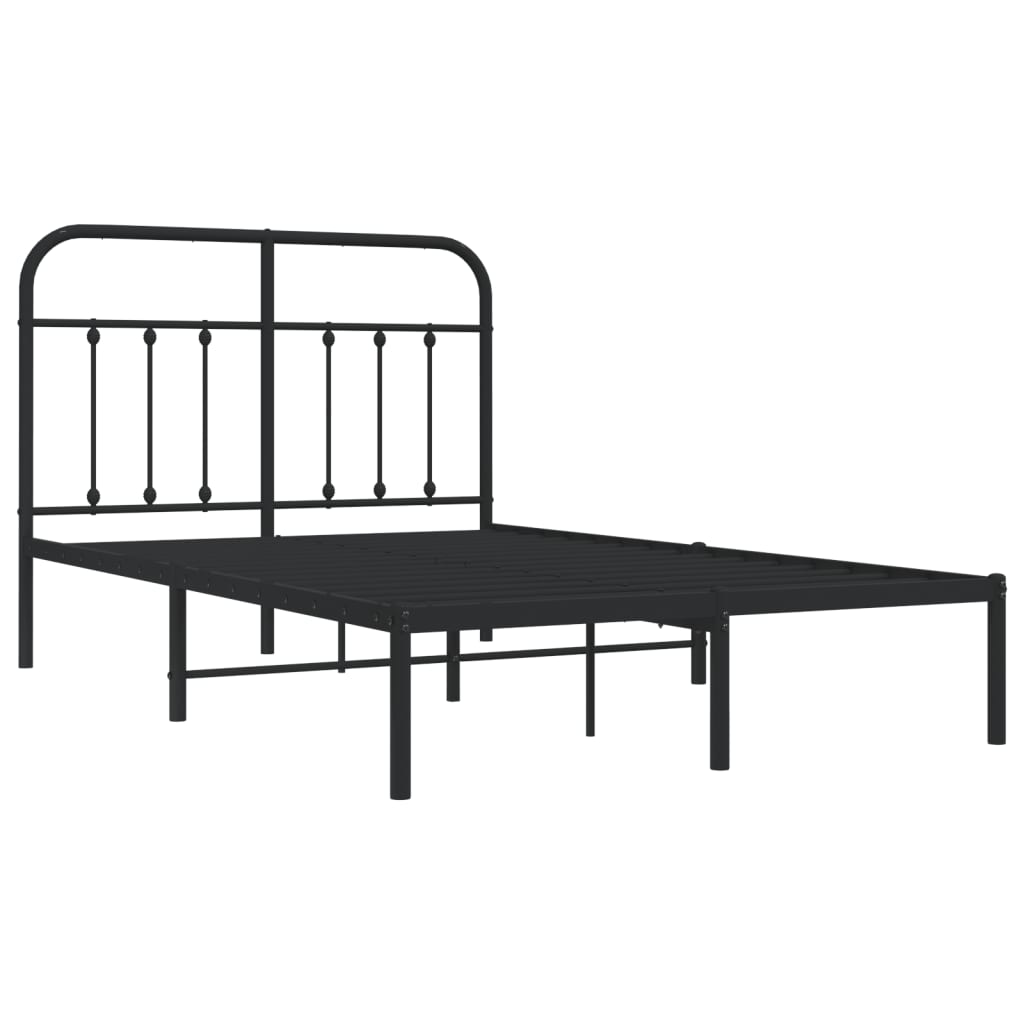Sengeramme i metall med sengegavl svart 120x200 cm