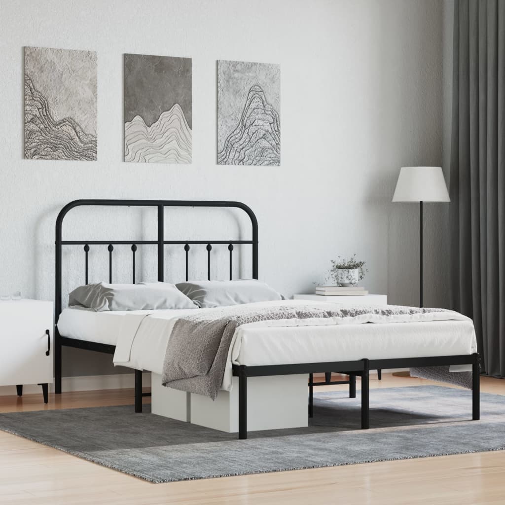 Sengeramme i metall med sengegavl svart 120x200 cm