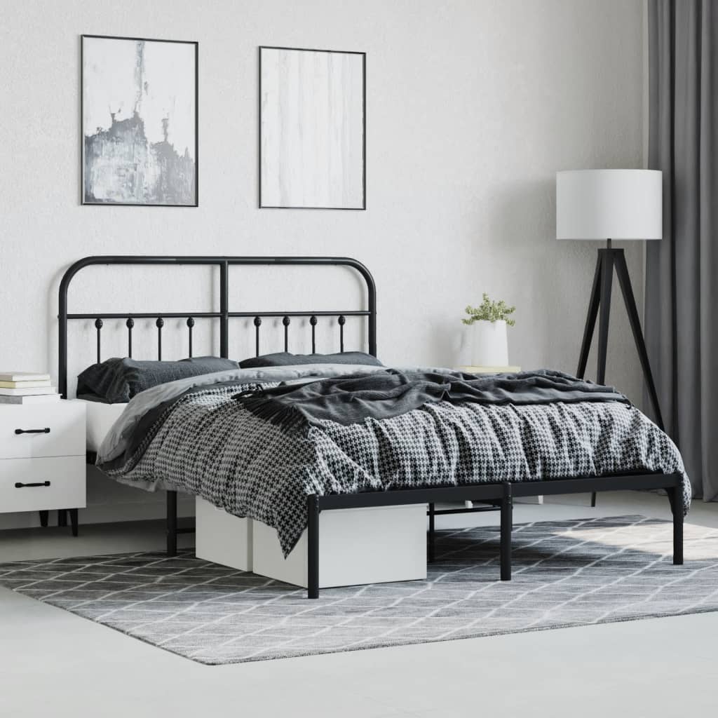Sengeramme i metall med hodegavl svart 140x190 cm