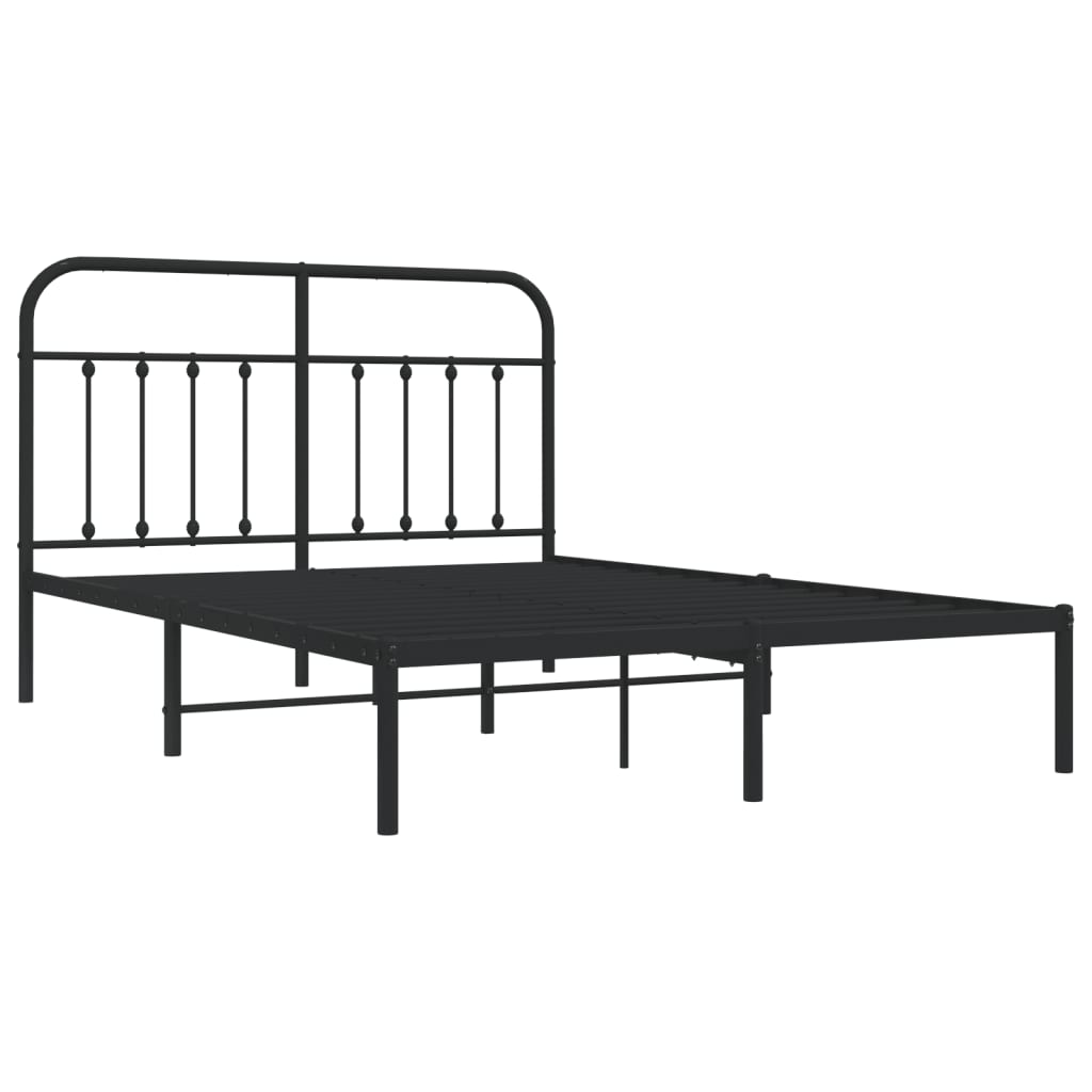Sengeramme i metall med hodegavl svart 140x190 cm