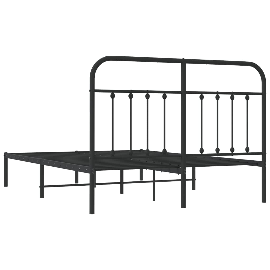 Sengeramme i metall med hodegavl svart 140x190 cm