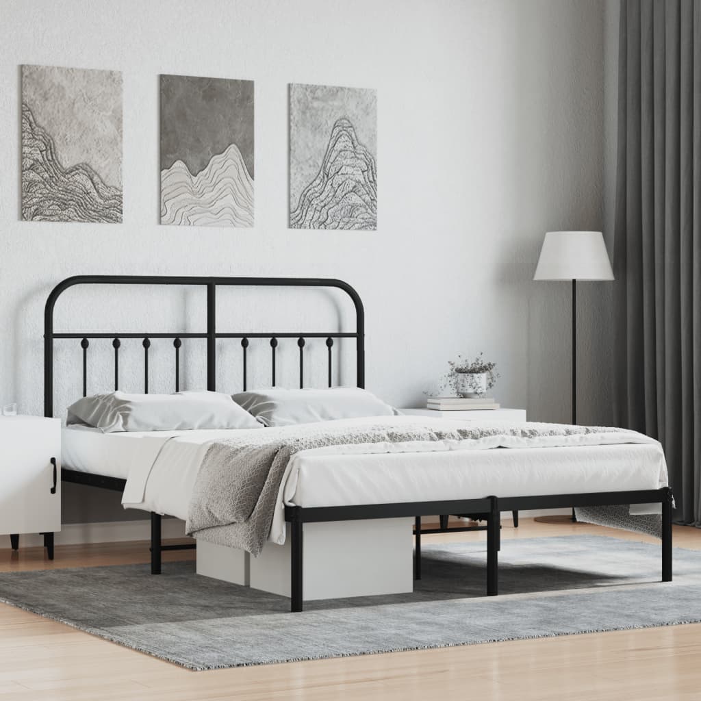 Sengeramme i metall med hodegavl svart 140x190 cm