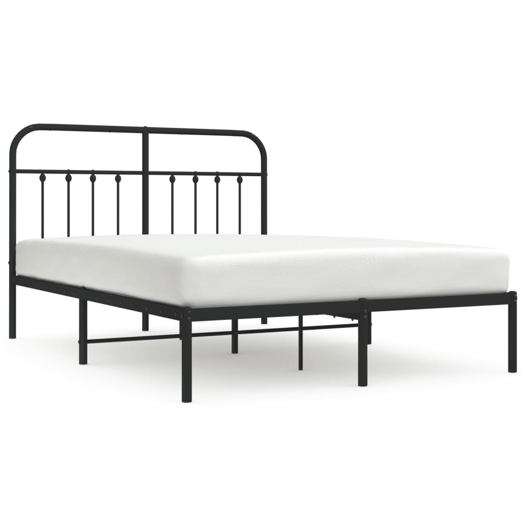 Sengeramme i metall med sengegavl svart 140x200 cm
