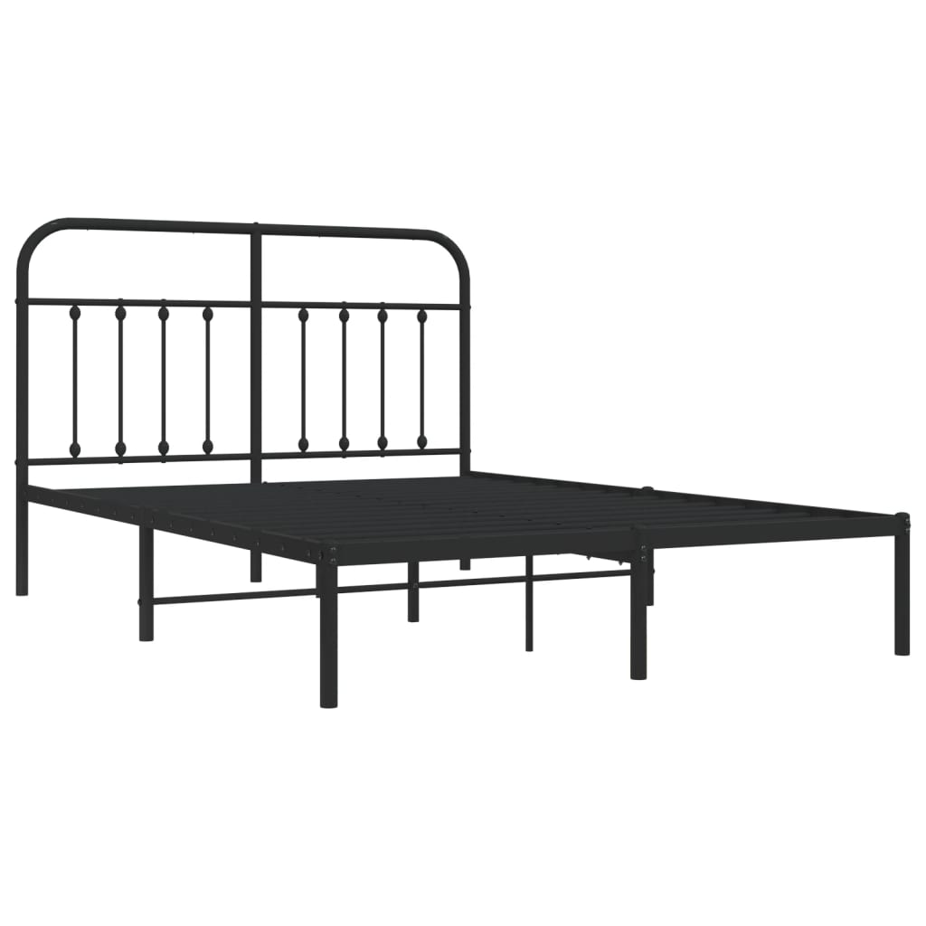 Sengeramme i metall med sengegavl svart 140x200 cm