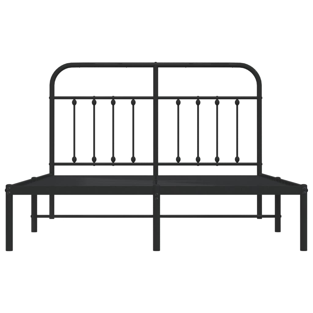 Sengeramme i metall med sengegavl svart 140x200 cm