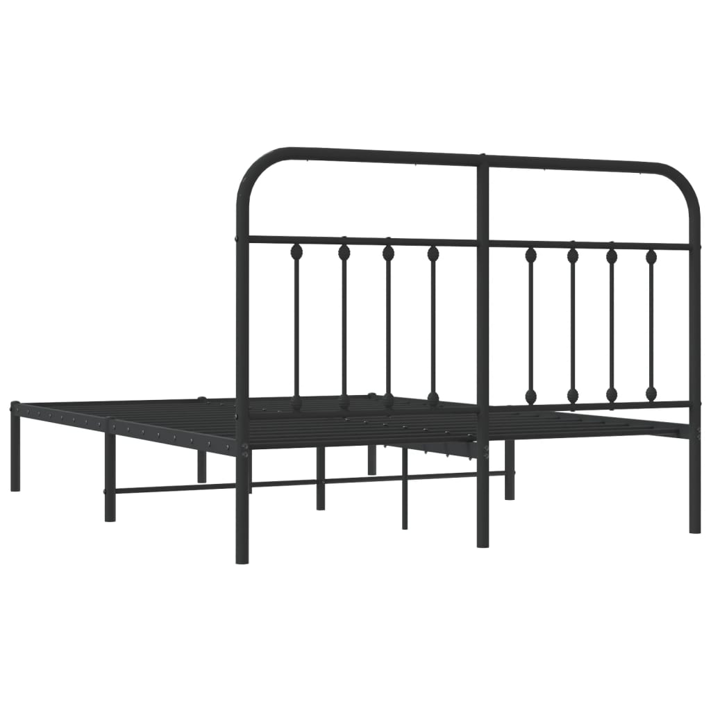 Sengeramme i metall med sengegavl svart 140x200 cm