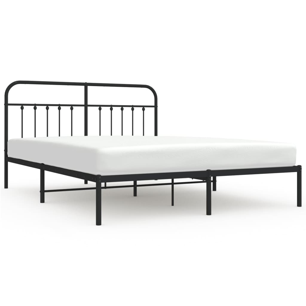 Sengeramme i metall med sengegavl svart 183x213 cm
