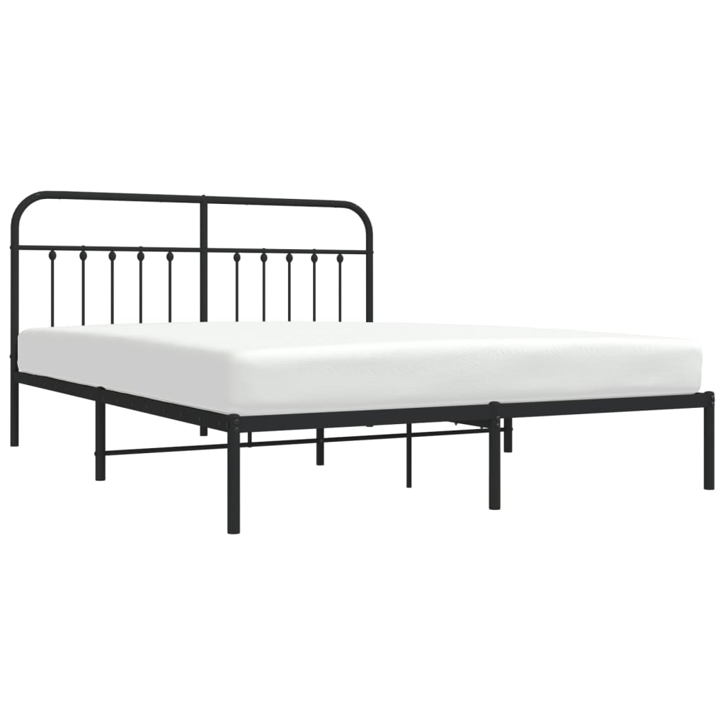 Sengeramme i metall med sengegavl svart 183x213 cm