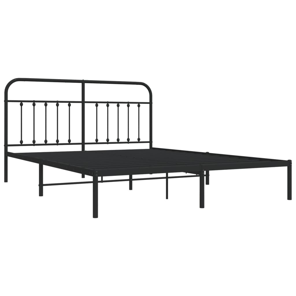 Sengeramme i metall med sengegavl svart 183x213 cm
