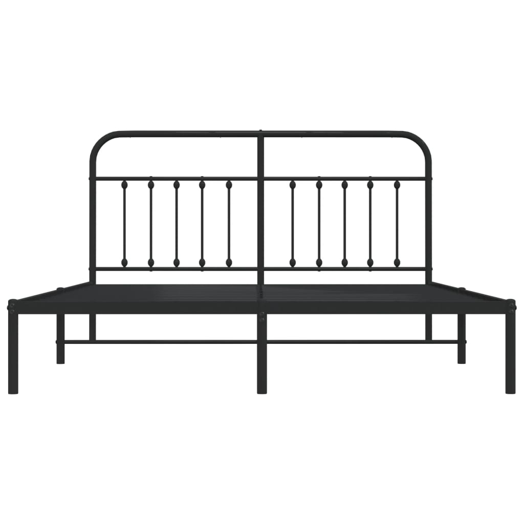 Sengeramme i metall med sengegavl svart 183x213 cm