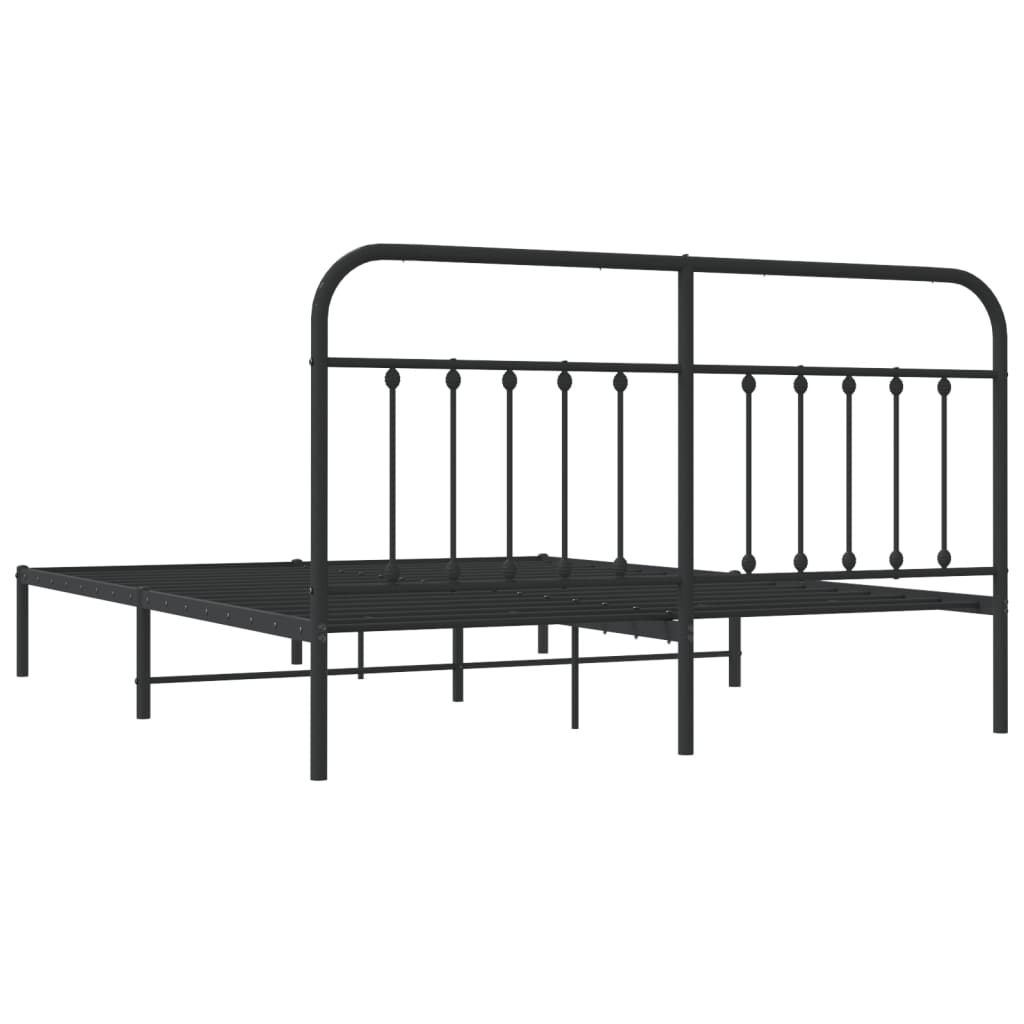 Sengeramme i metall med sengegavl svart 183x213 cm