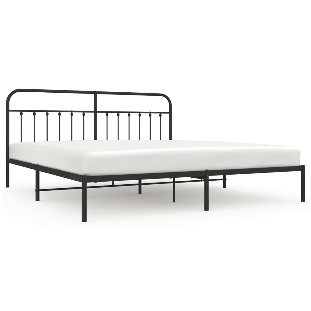 Sengeramme i metall med sengegavl svart 193x203 cm