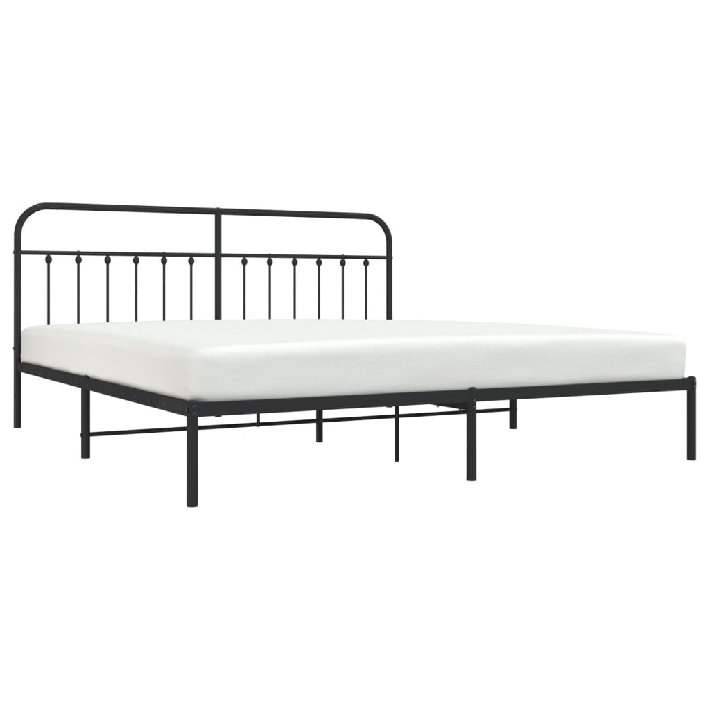 Sengeramme i metall med sengegavl svart 193x203 cm