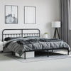 Sengeramme i metall med sengegavl svart 193x203 cm