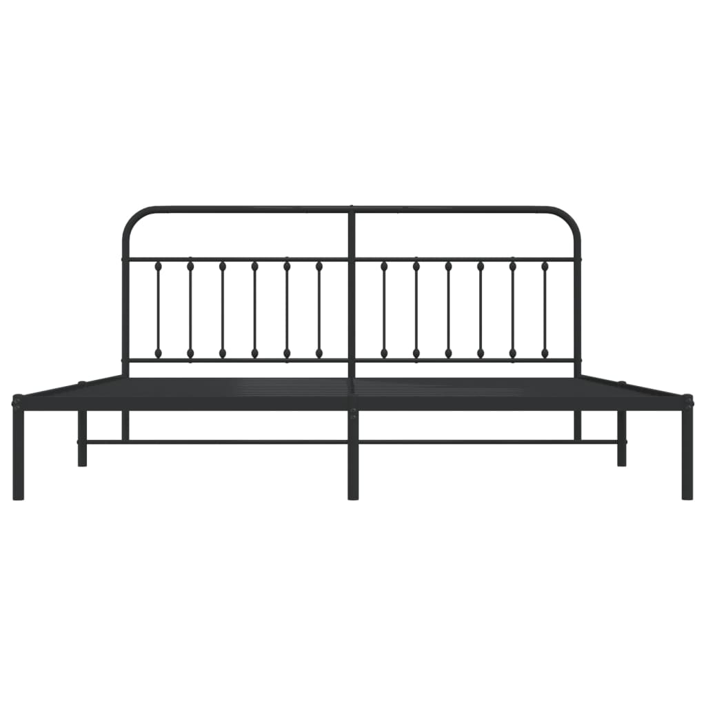 Sengeramme i metall med sengegavl svart 193x203 cm