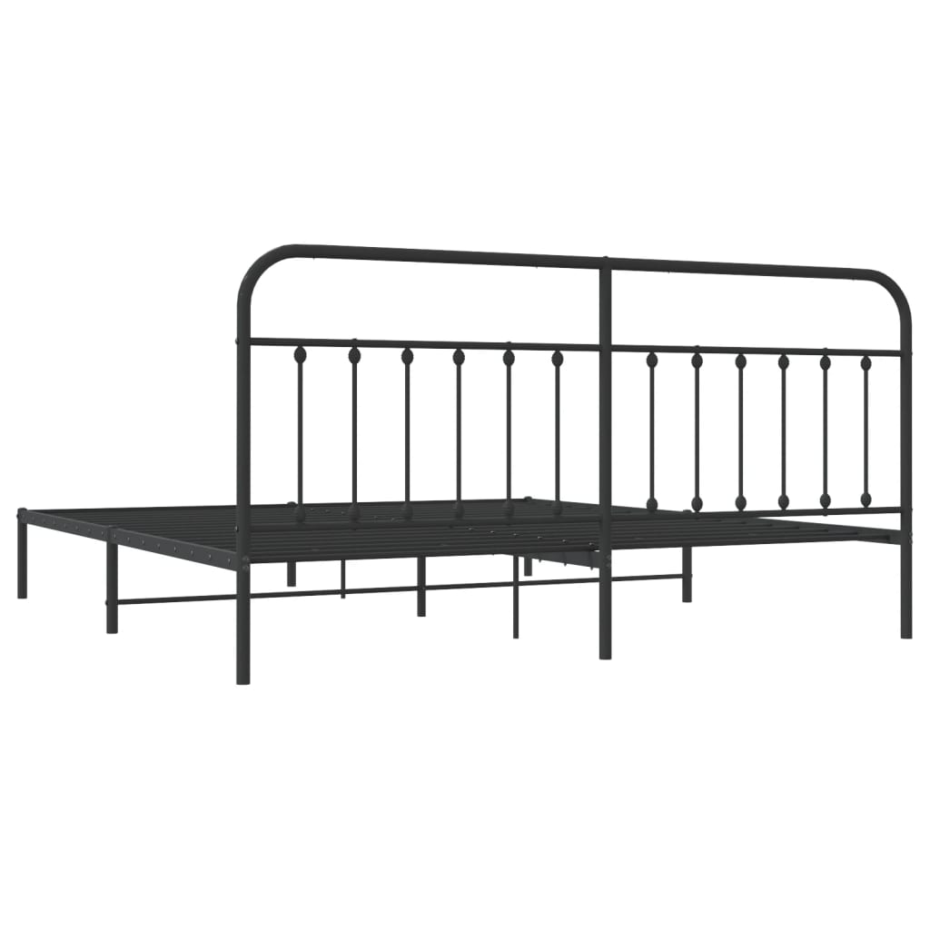 Sengeramme i metall med sengegavl svart 193x203 cm