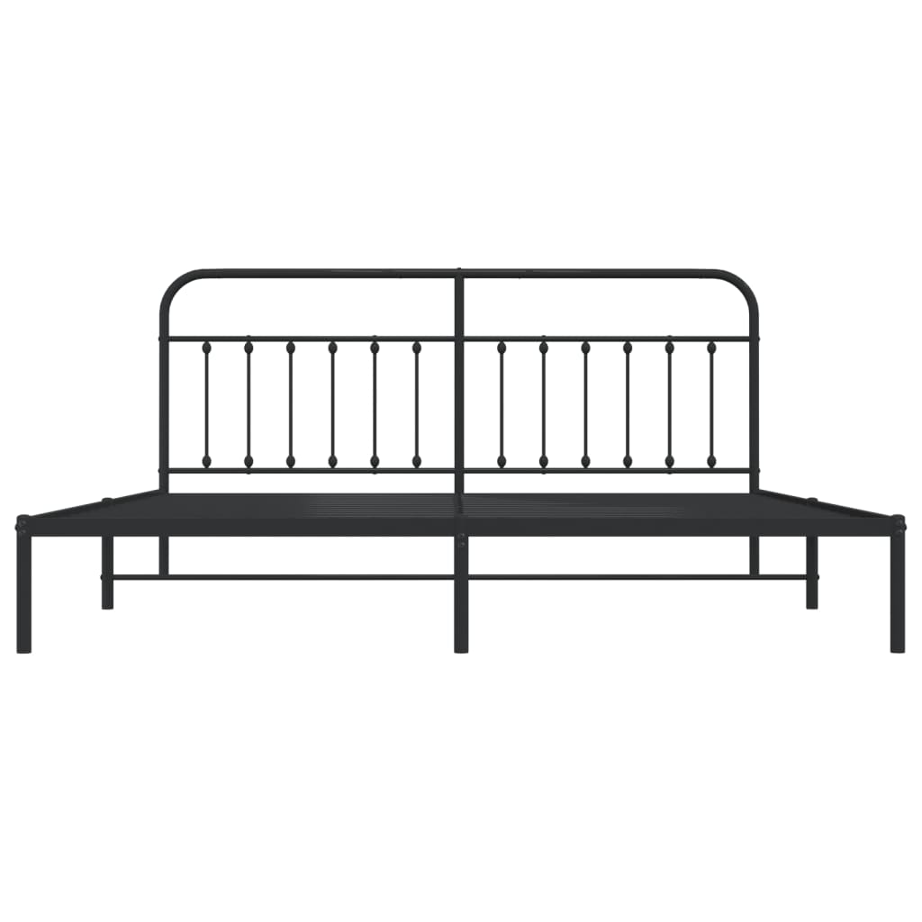 Sengeramme i metall med sengegavl svart 200x200 cm