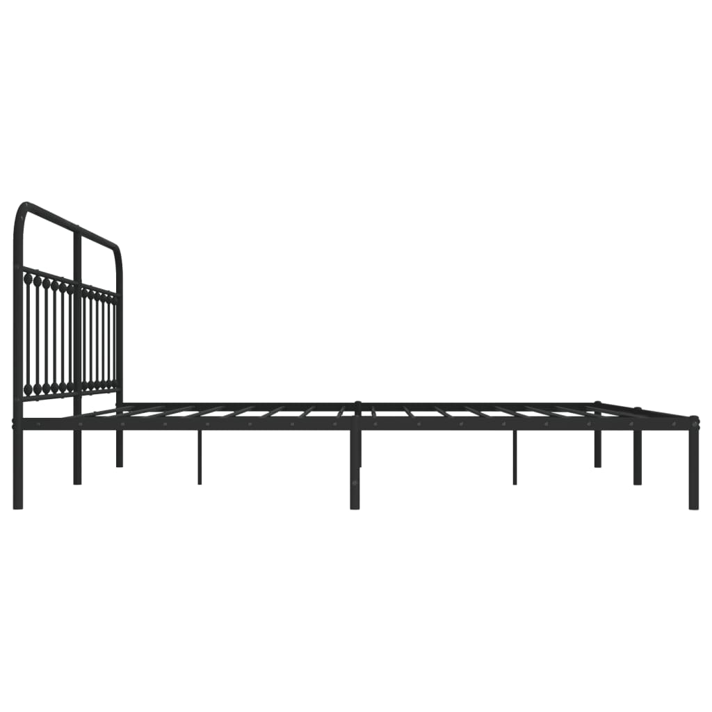 Sengeramme i metall med sengegavl svart 200x200 cm