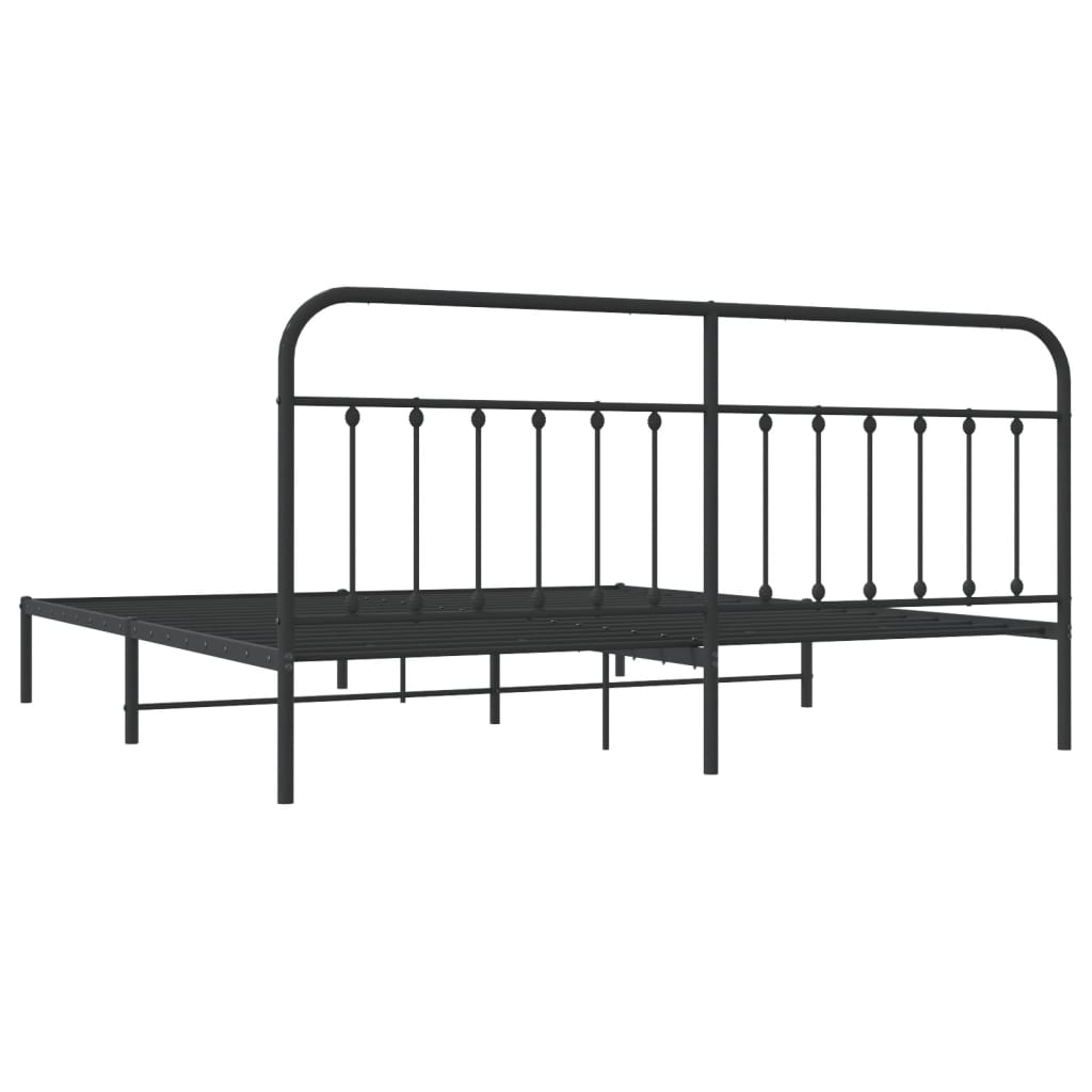 Sengeramme i metall med sengegavl svart 200x200 cm