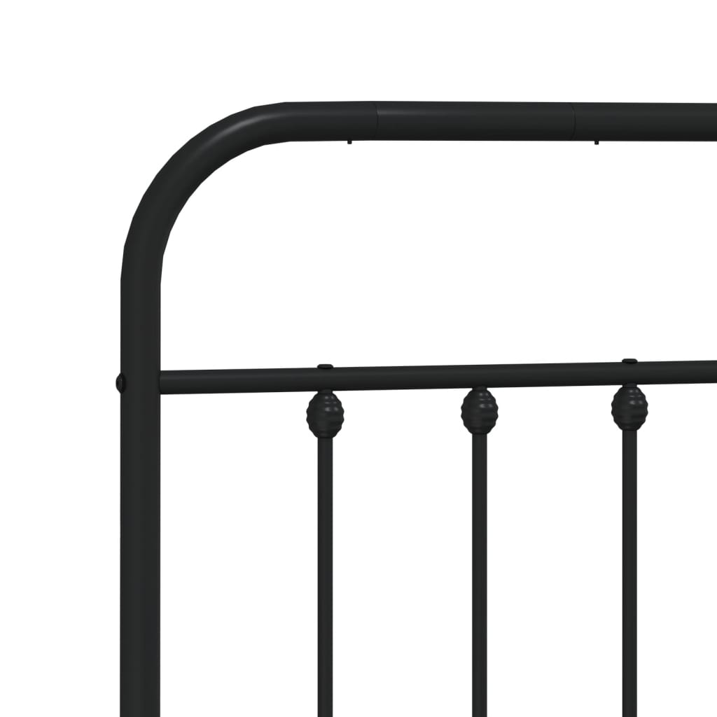 Sengeramme i metall med sengegavl svart 200x200 cm