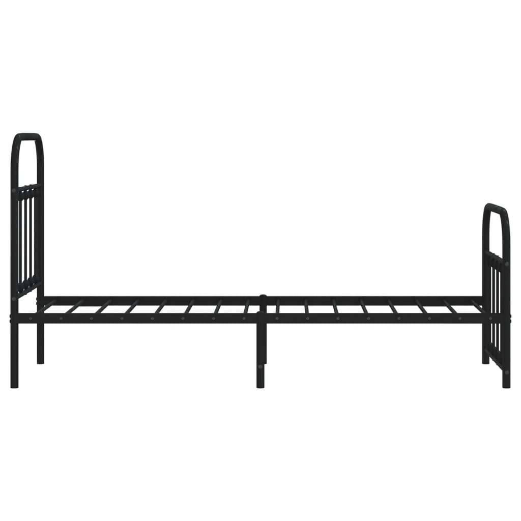 Sengeramme i metall med hode- og fotgavl svart 75x190 cm