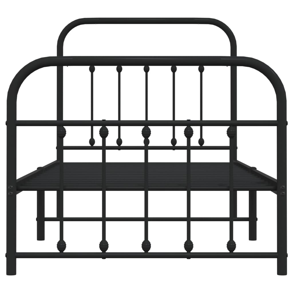 Sengeramme i metall med hode- og fotgavl svart 90x190 cm