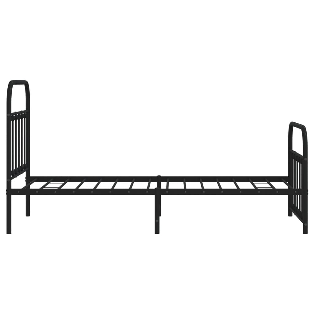 Sengeramme i metall med hode- og fotgavl svart 90x190 cm