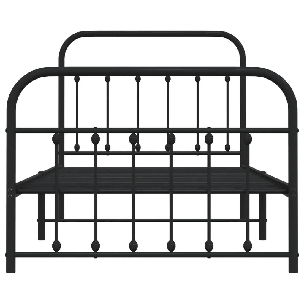 Sengeramme i metall med hode- og fotgavl svart 100x190 cm