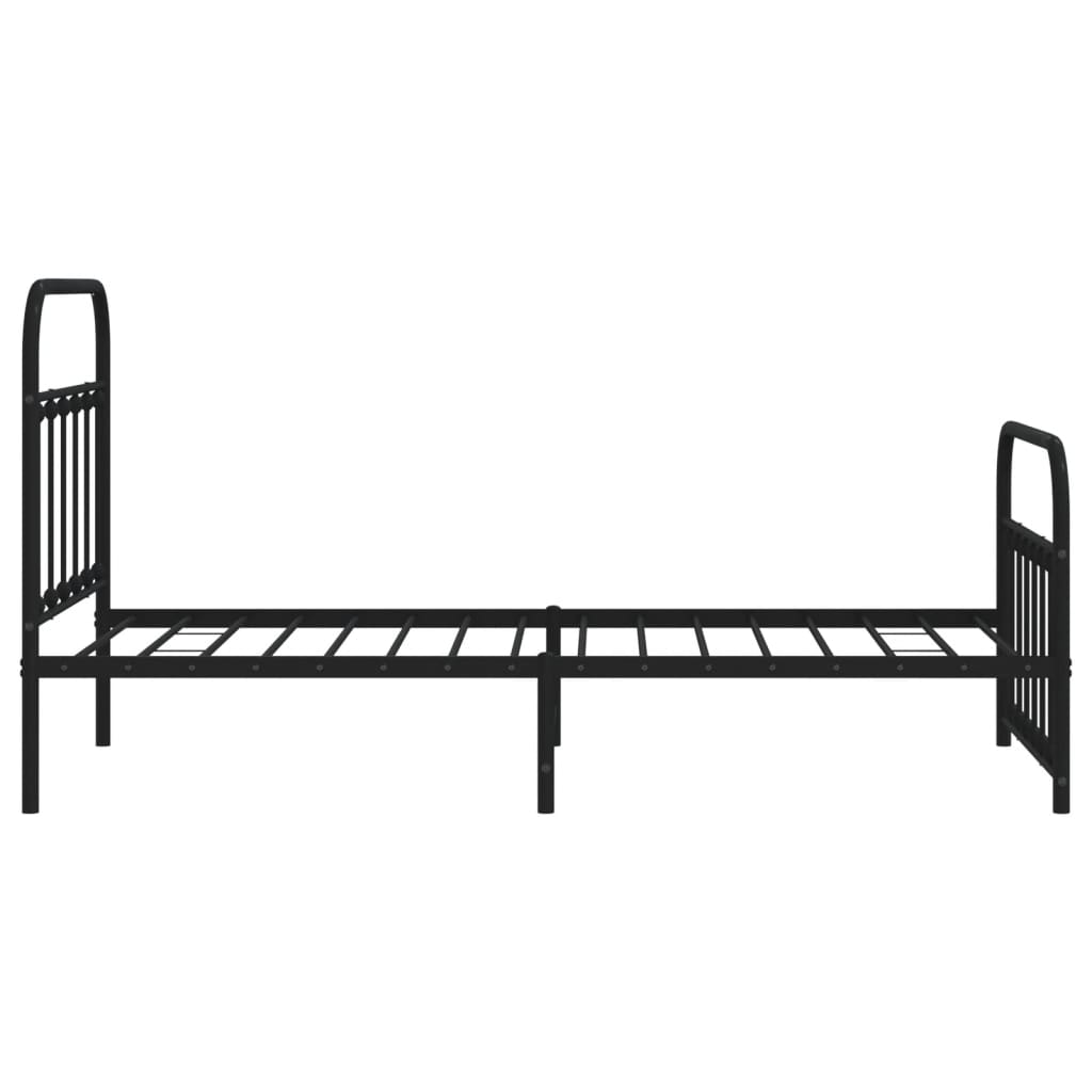 Sengeramme i metall med hode- og fotgavl svart 100x190 cm