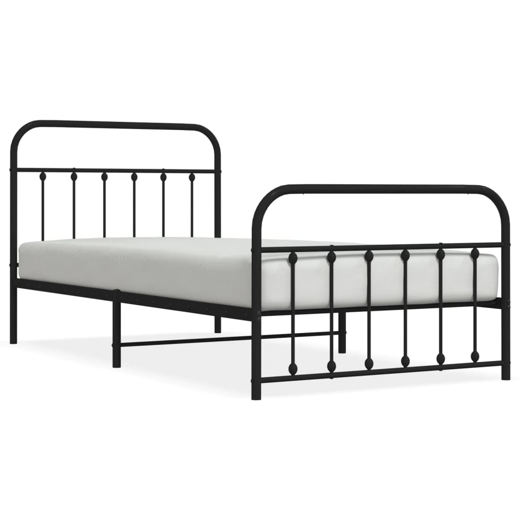 Sengeramme i metall med hode- og fotgavl svart 100x200 cm