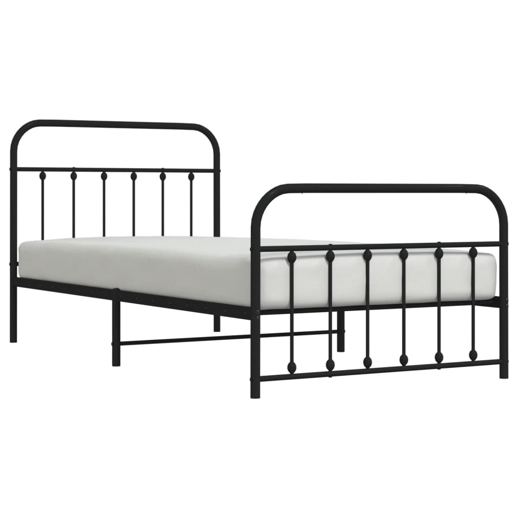 Sengeramme i metall med hode- og fotgavl svart 100x200 cm