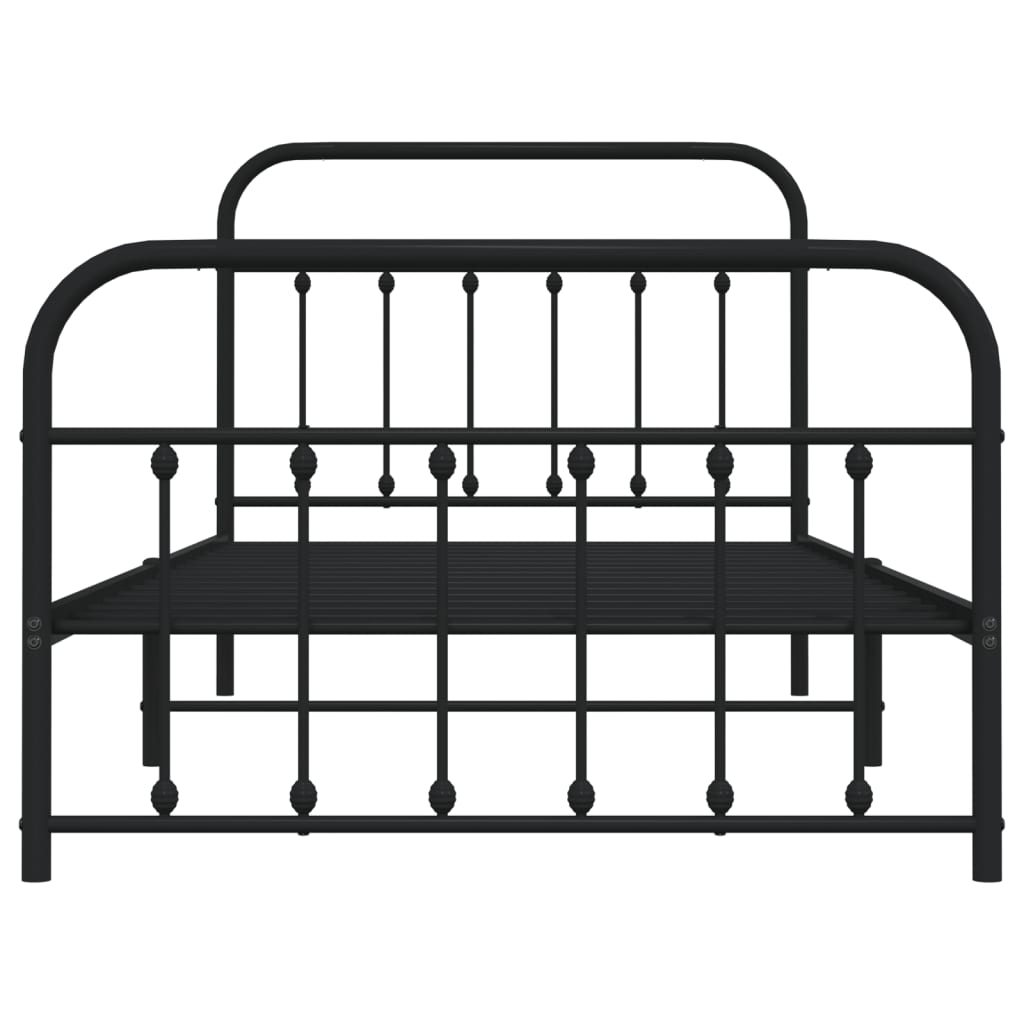 Sengeramme i metall med hode- og fotgavl svart 100x200 cm