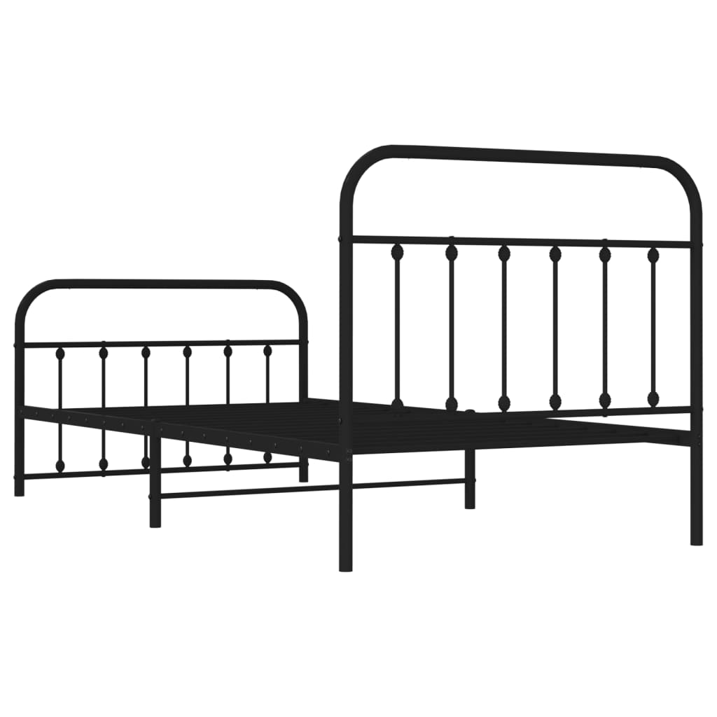 Sengeramme i metall med hode- og fotgavl svart 100x200 cm