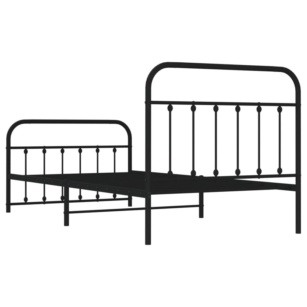 Sengeramme i metall med hode- og fotgavl svart 107x203 cm