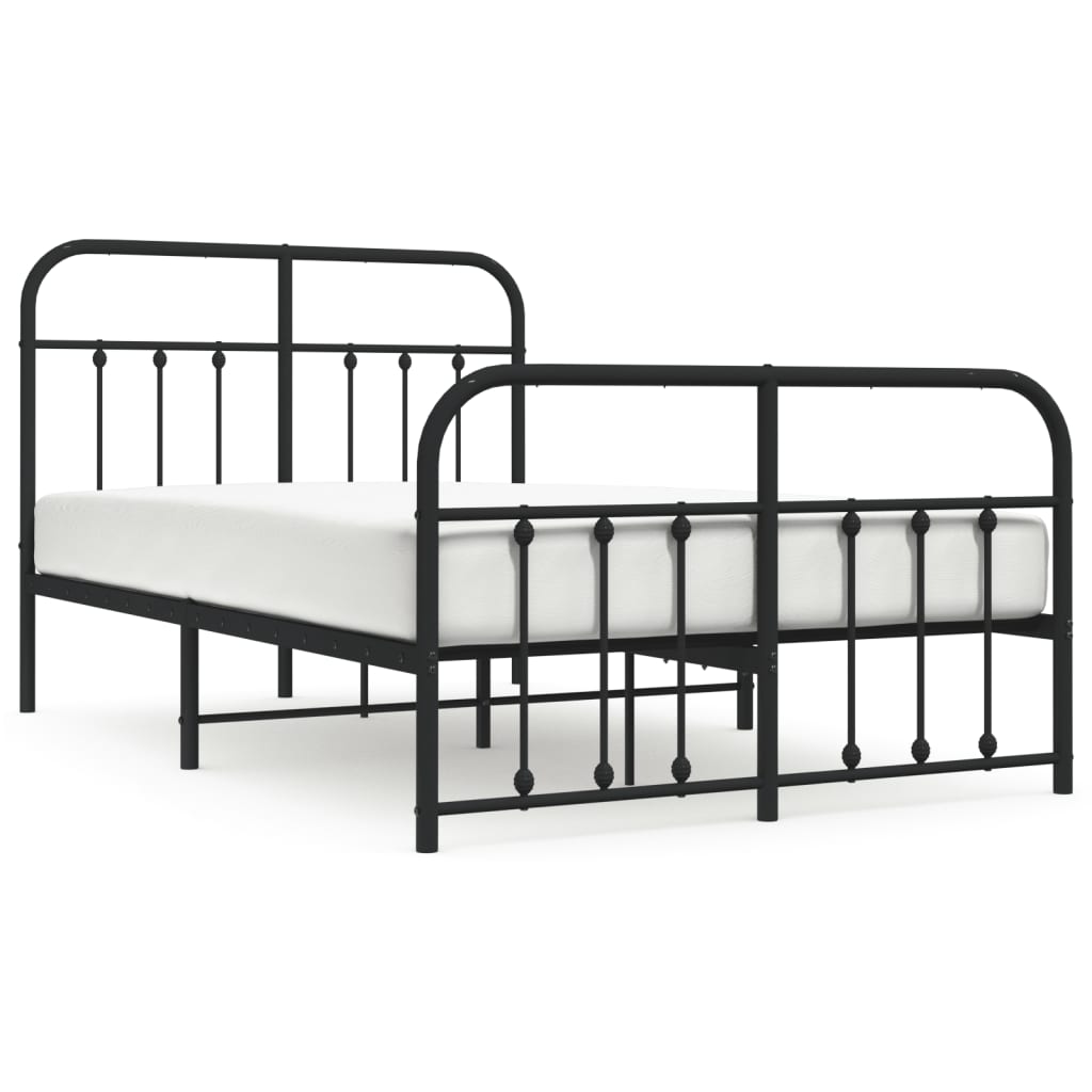 Sengeramme i metall med hode- og fotgavl svart 120x190 cm