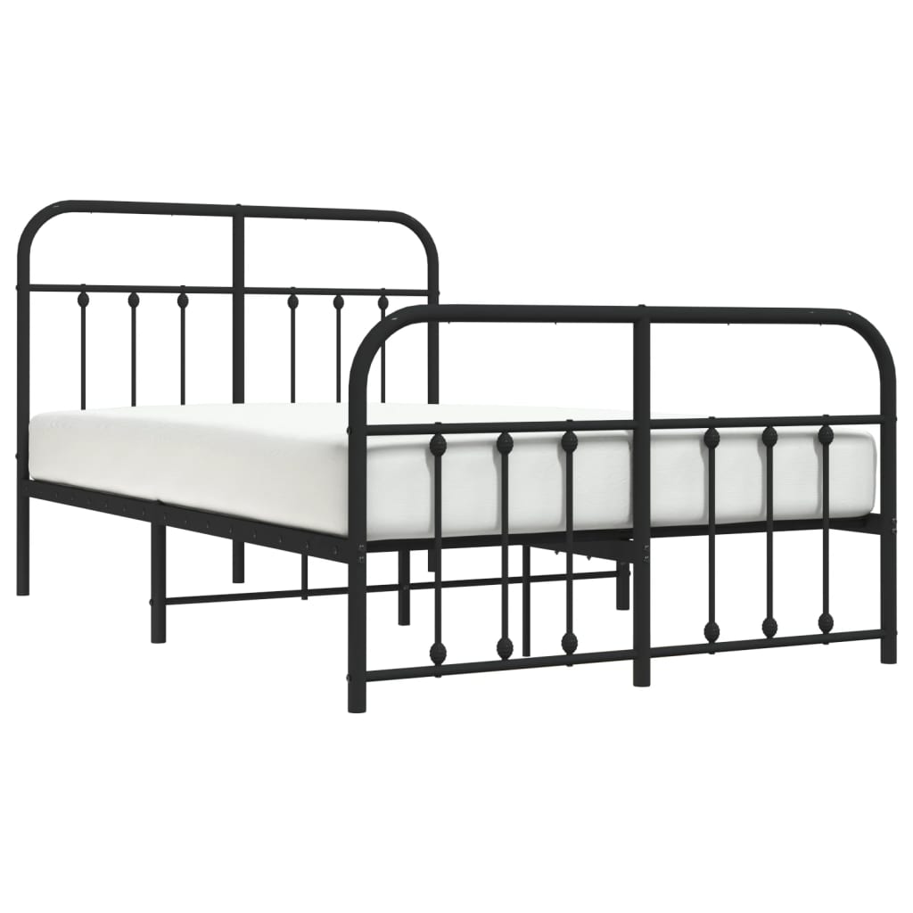 Sengeramme i metall med hode- og fotgavl svart 120x190 cm