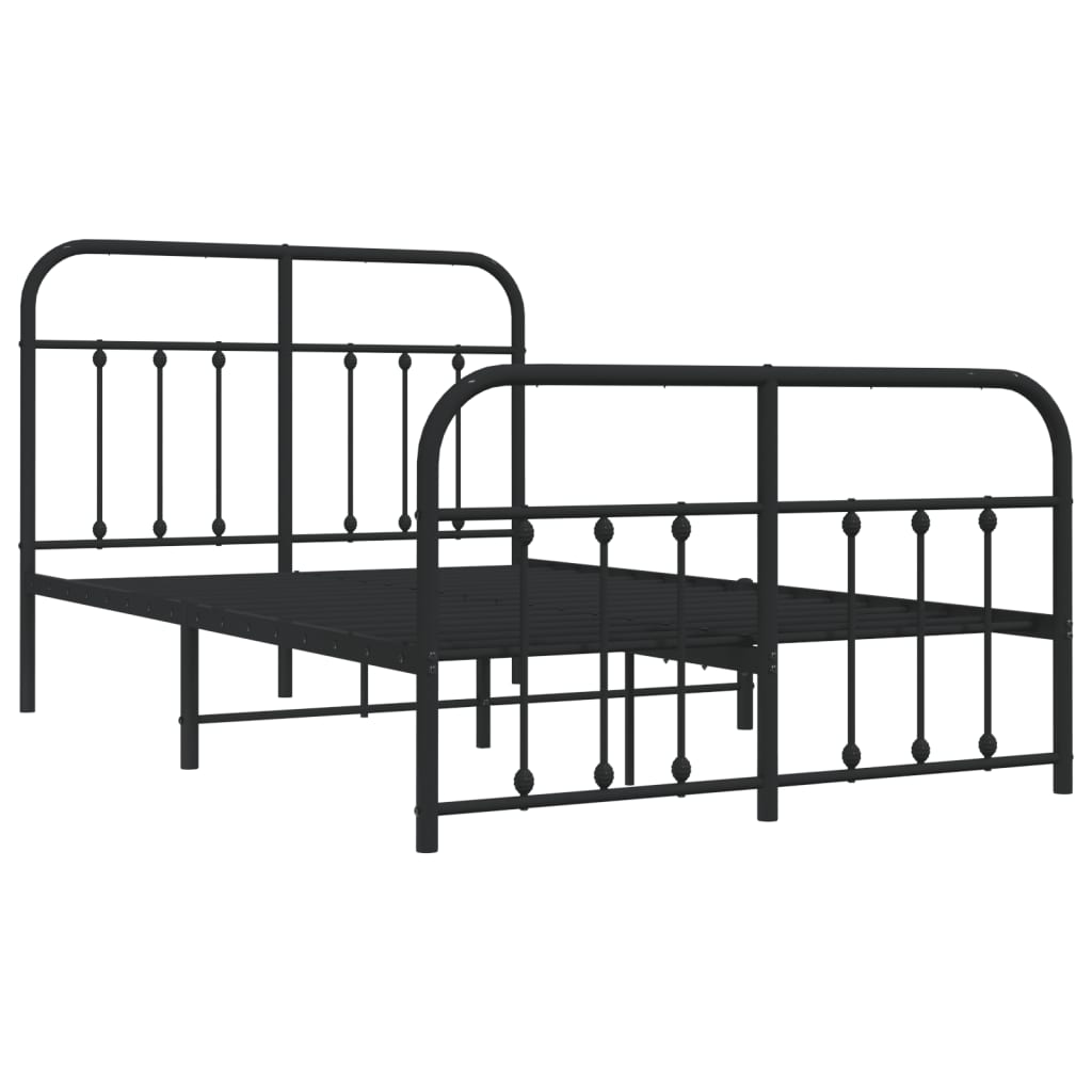 Sengeramme i metall med hode- og fotgavl svart 120x190 cm