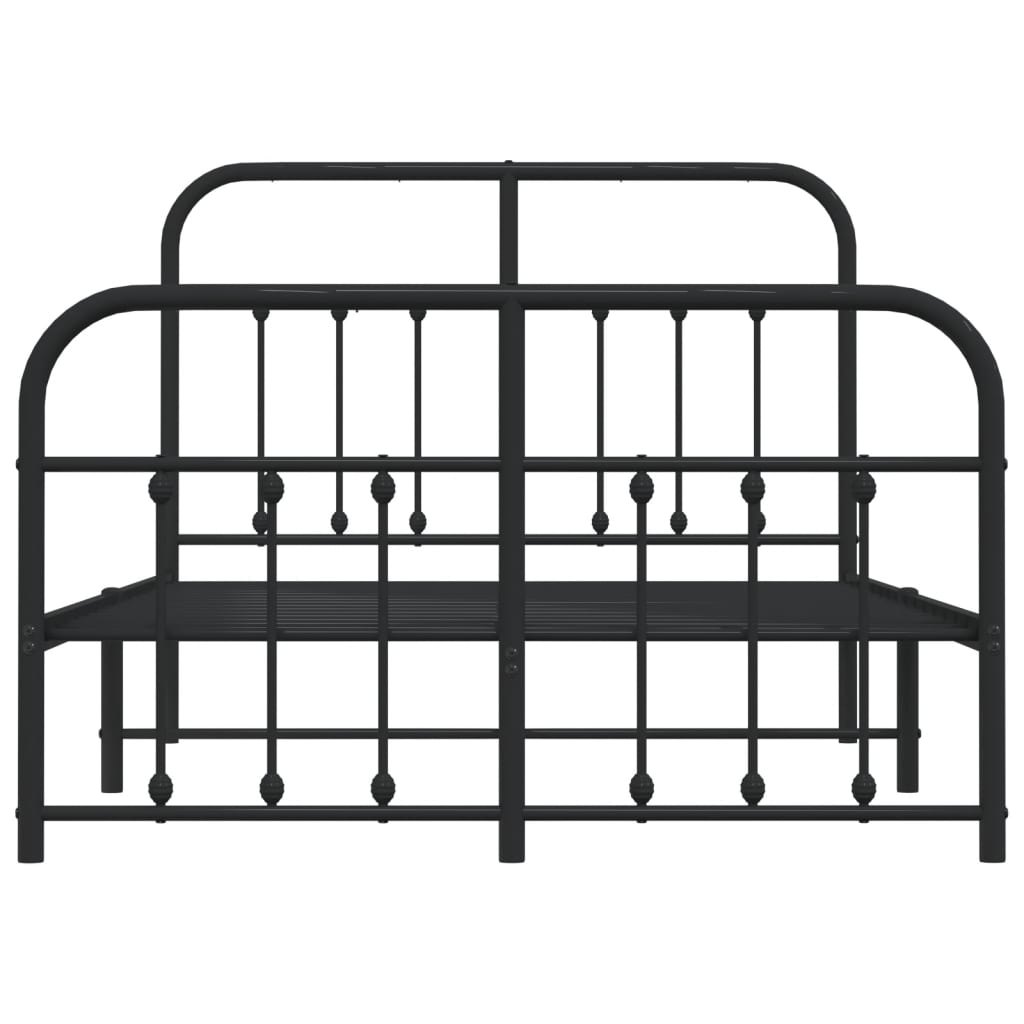 Sengeramme i metall med hode- og fotgavl svart 120x190 cm
