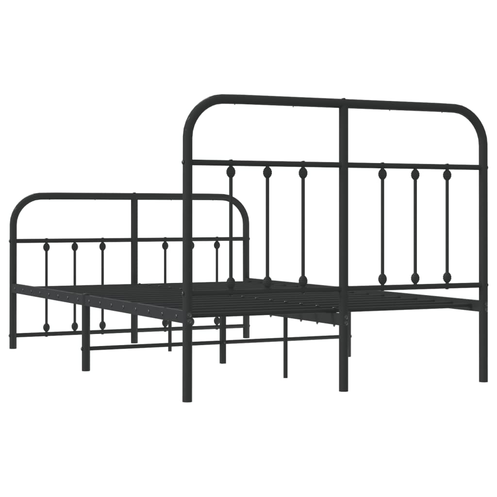 Sengeramme i metall med hode- og fotgavl svart 120x190 cm