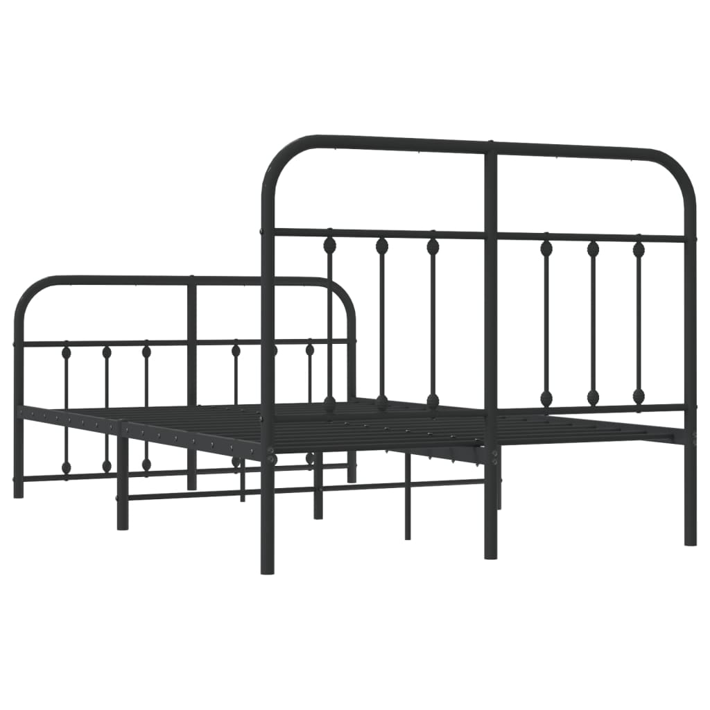 Sengeramme i metall med hode- og fotgavl svart 120x200 cm
