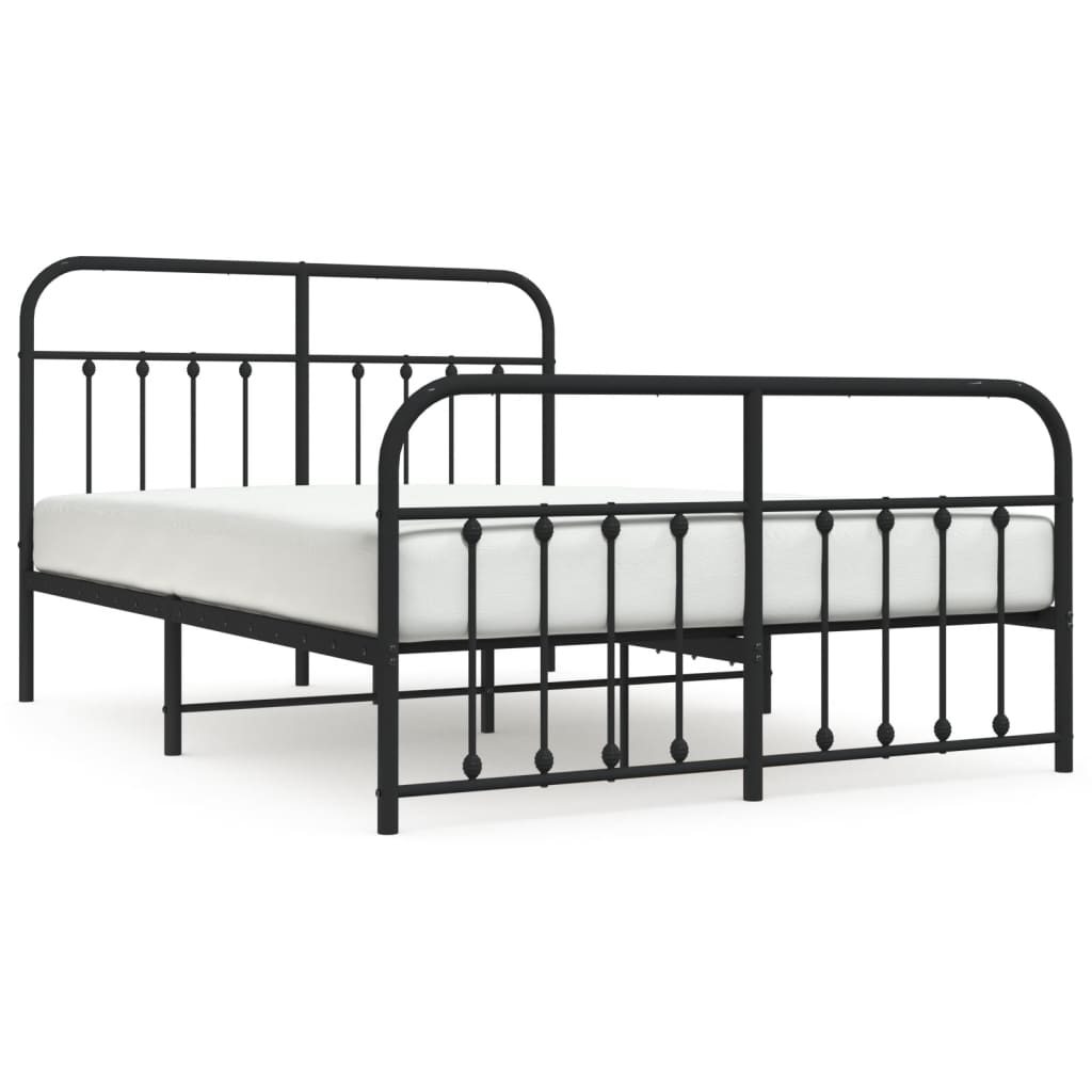 Sengeramme i metall med hode- og fotgavl svart 140x190 cm
