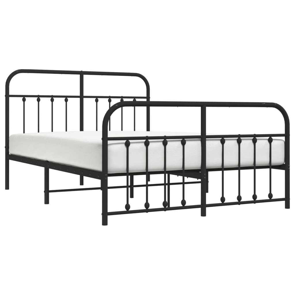 Sengeramme i metall med hode- og fotgavl svart 140x190 cm
