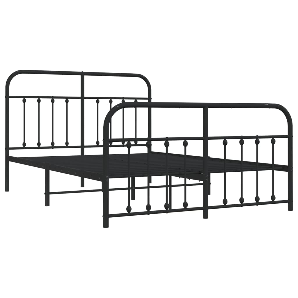 Sengeramme i metall med hode- og fotgavl svart 140x190 cm