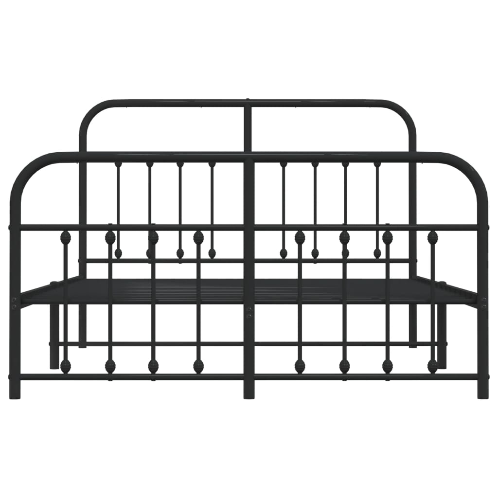 Sengeramme i metall med hode- og fotgavl svart 140x190 cm