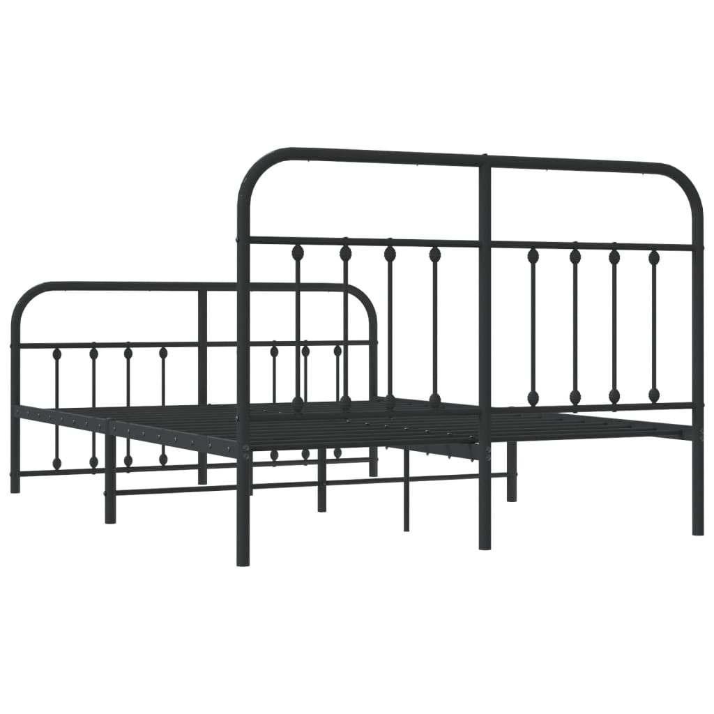 Sengeramme i metall med hode- og fotgavl svart 140x190 cm