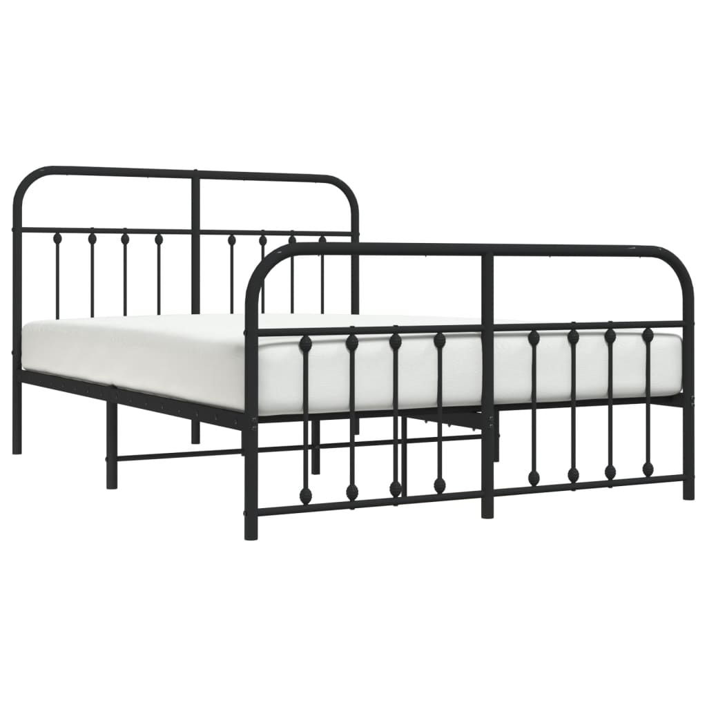 Sengeramme i metall med hode- og fotgavl svart 140x200 cm