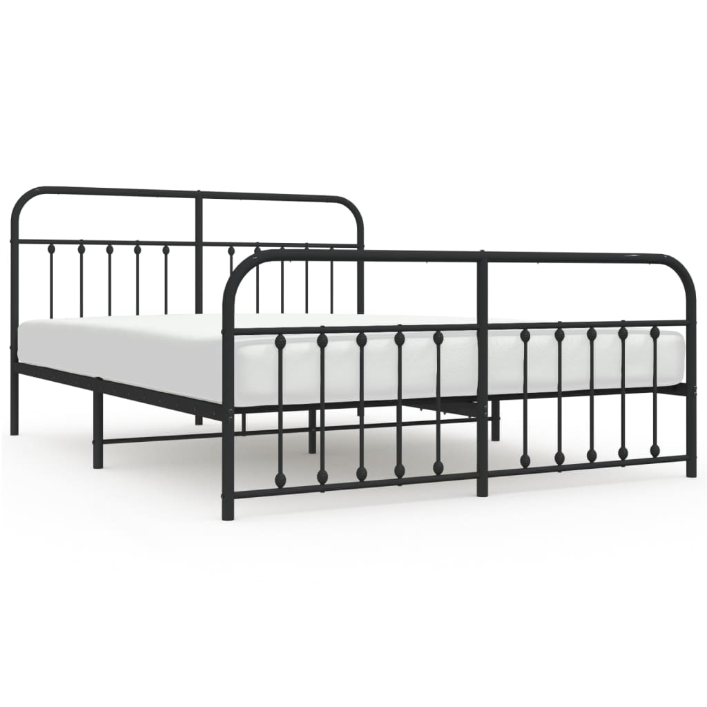 Sengeramme i metall med hode- og fotgavl svart 183x213 cm