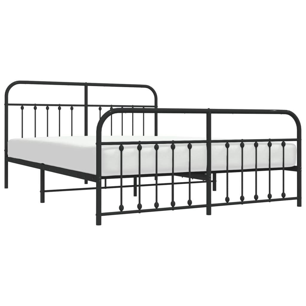 Sengeramme i metall med hode- og fotgavl svart 183x213 cm