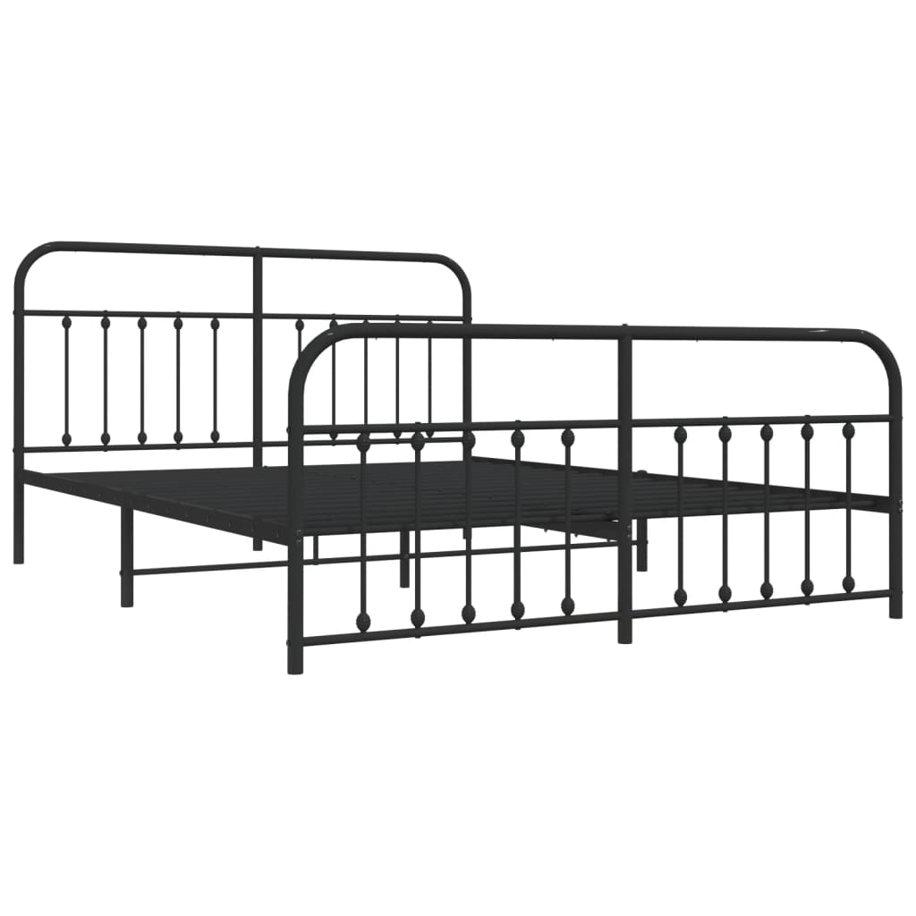 Sengeramme i metall med hode- og fotgavl svart 183x213 cm