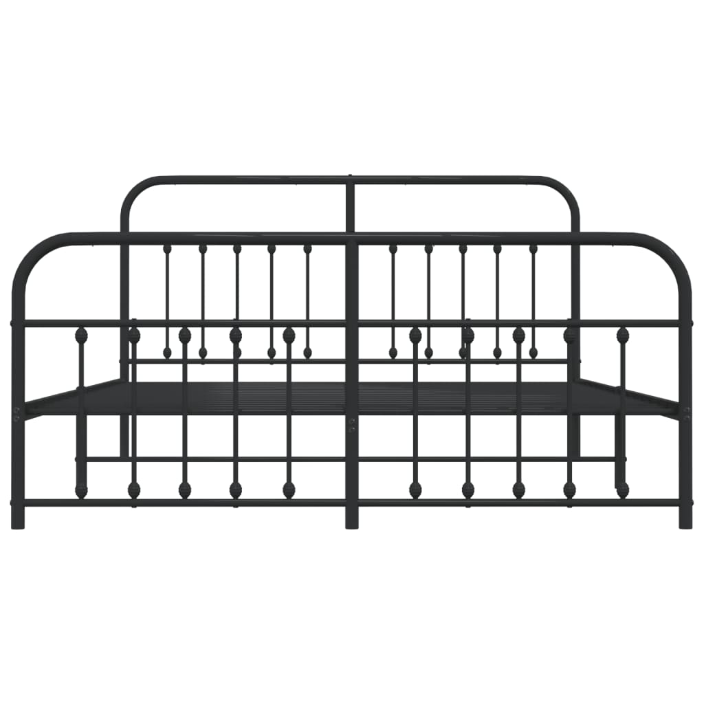 Sengeramme i metall med hode- og fotgavl svart 183x213 cm
